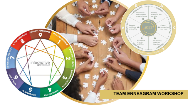 Team Enneagram Workshop full day – colleagues collaborating with puzzle pieces, Integrative Enneagram and leadership model
